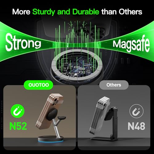 3 in 1 Mag-Safe Wireless Charger Stand for iPhone Apple Watch AirPods | Adjustable Blue Ambient Light,15W Magnetic Charging Station for iPhone 17 16 15 14 13 12 Series wireless charging station