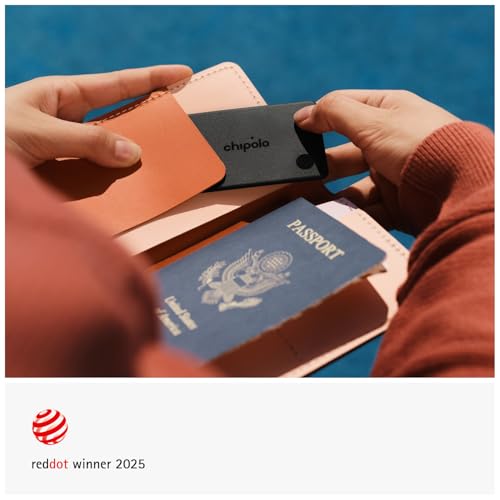 Chipolo CARD – Rechargeable Wallet Tracker Card, Bluetooth Tracker | Item locator, passport finder compatible with Apple Find My or Find Hub with Call Your Phone & Out of Range Alerts