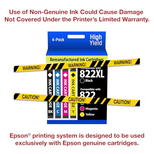 EPSON 822 DURABrite Ultra Ink High Capacity Black & Standard Color Cartridge Combo Pack (T822XL-BCS) Works with WorkForce Pro WF-3820,3823, 4820, 4830, 4833, 4834