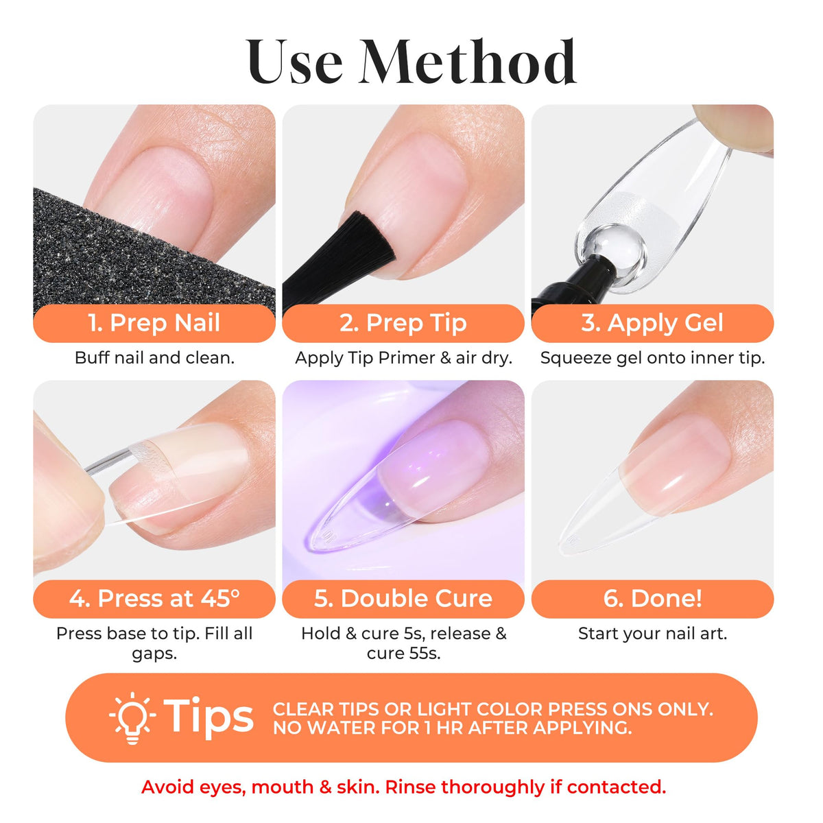 UNA GELLA Gel Nail Glue, Solid Nails Gl ue Gel 40g Lamp Curing Needed Soak Off G LUE Strong Nail G LUE G el for Acrylic Fake Nails Tips Extension Press On Nails for Gelly Tips