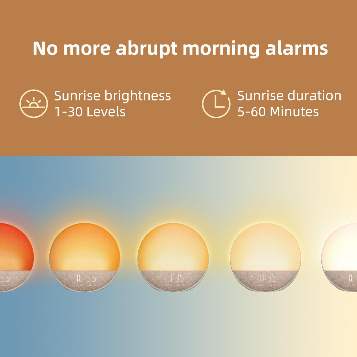 Odokee Sunrise Alarm Clock White Noise Machine: Natural Wake Up Light | Dimmable Clock with Bluetooth Speaker for Bedroom - 25 Sleep Sounds for Baby Adults Kids Putty