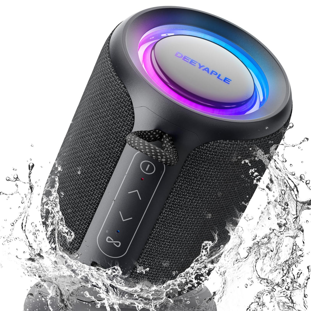 Bluetooth Speaker Wireless,IP67 Waterproof & Dustproof Portable Speaker with Lights,15W Loud Stereo Sound, 2500mAh Battery All Day Playtime, TWS Pairing, BT5.3, Home/Party/Outdoor/Beach (Black)