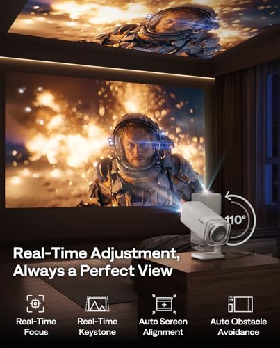 Aurzen BOOM Air Google TV Portable Projector with USB-C Powered, Off-White | Smart Projector with WiFi and Bluetooth, for Outdoor & Home Movie, 4K Supported, Real-Time Focus, Dolby Audio, Flexible Stand