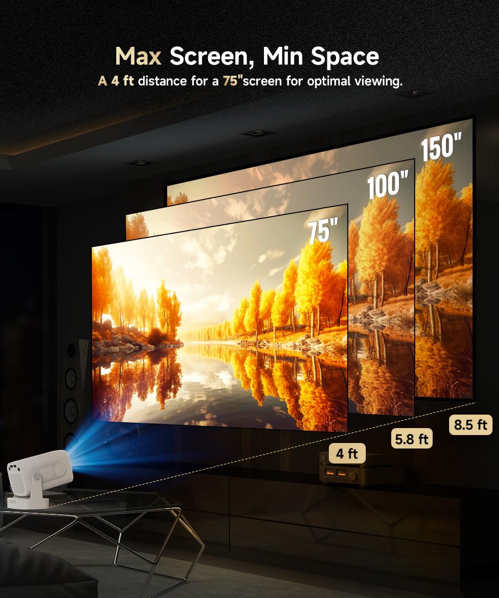 【Auto Focus&1080P】Magcubic Mini Smart Projector 4K Support, Built in Apps | Portable Projector with Wifi 6 and Bluetooth 5.4, Auto Keystone, 5W Speaker, Android 14, Voice Control, Home Movie Proyector
