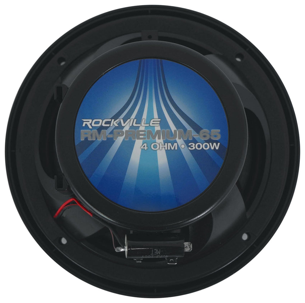 Rockville RM-PREMIUM-65 Black 6.5" 4-Ohm, Marine Boat Speakers Pair | 600W Peak, 150W RMS, 35Hz-20kHz, 93dB Sensitivity, True Coaxial Design, Weather-Resistant Grilles, Mounting Screws