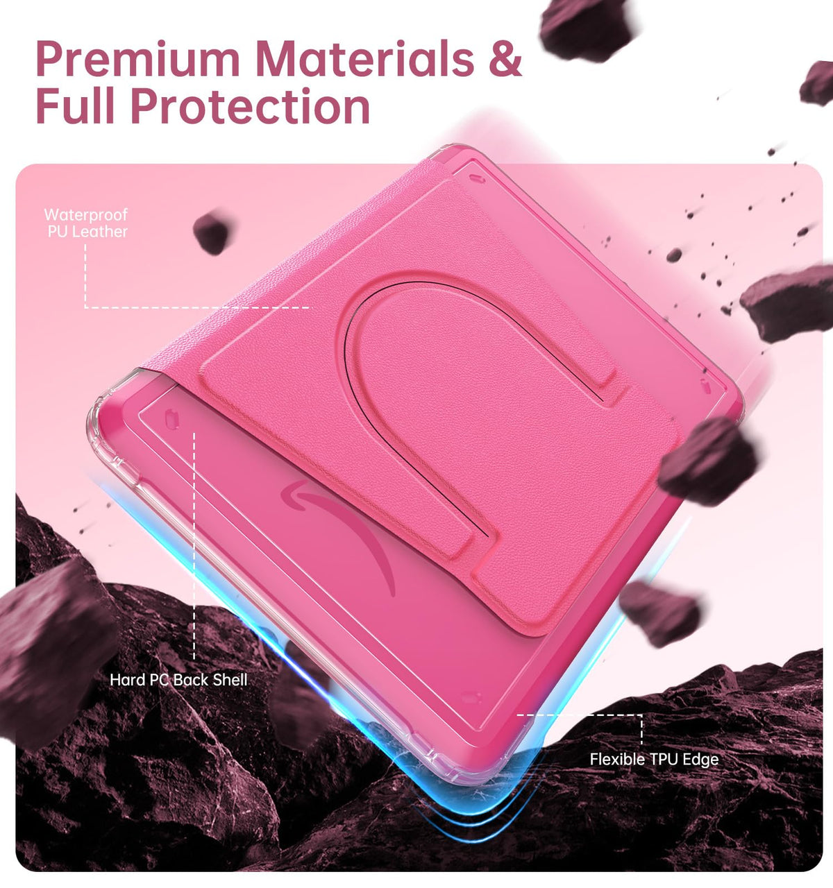 MoKo 360°Rotating Case for 7"Kindle Paperwhite 12th Gen/Colorsoft,Raspberry | Detachable Magnetic, Clear Back, Adjustable Stand Cover, Auto Wake/Sleep, for Kindle Colorsoft 1st Gen 2025/2026