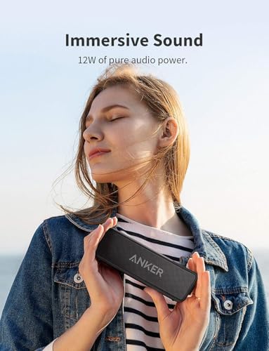 Anker soundcore 2 Portable Bluetooth Speaker, 24-Hour Playtime, IPX7 | 12W Stereo Sound, Wireless Stereo Pairing, Bluetooth 6, Bassup, Wireless Speaker for Home, Shower, Outdoors, Travel, Camping