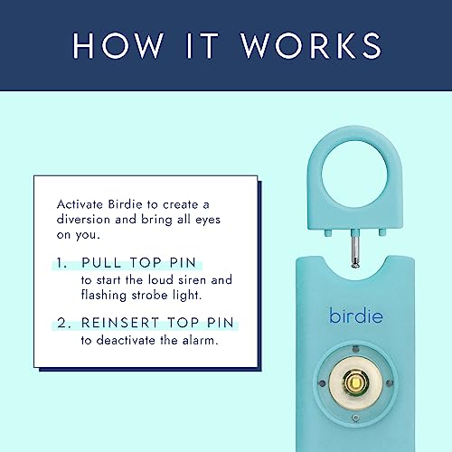 She’s Birdie–The Original Personal Safety Alarm for Women by Women–Loud Siren, Strobe Light and Key Chain in a Variety of Colors (Aqua)