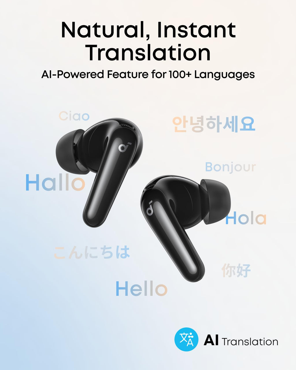 Soundcore P31i by Anker Translation Earbuds with Real-Time Adaptive ANC | Real-Time Adaptive Noise Cancelling, Hi-Res Sound, Translation Earbuds, 50H Playtime, Spatial Audio, Fast Charging, IP55