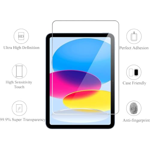Ailun 2Pack Screen Protector for iPad A16 2025 11th 11"/10th Gen 2022 10.9" | Tempered Glass, Face ID Compatible, Apple Pencil Compatible, Case Friendly