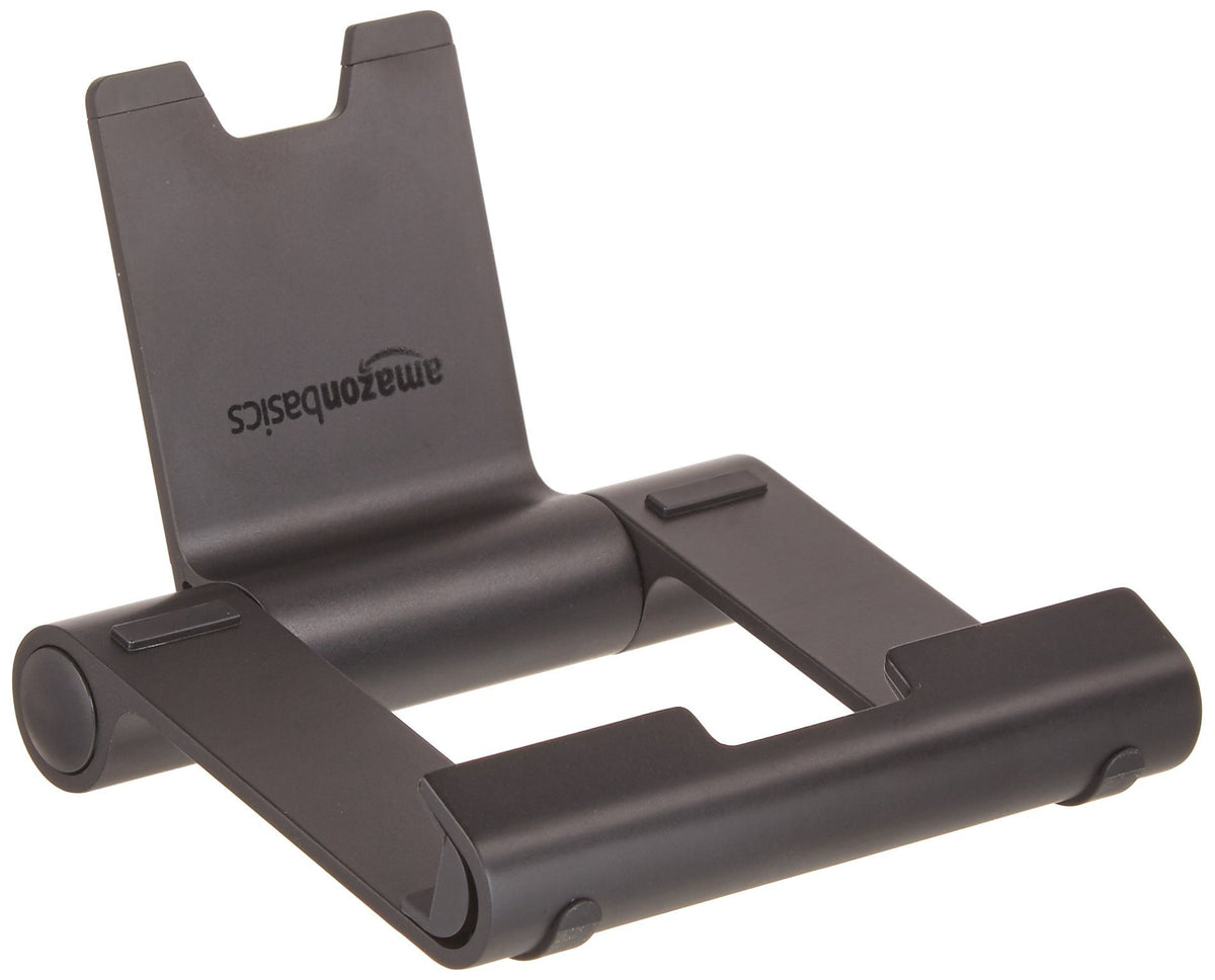 Amazon Basics Multi-Angle Portable Foldable Stand for iPad Tablet, E-reader and Phone, Sturdy Hands-Free Viewing, Black