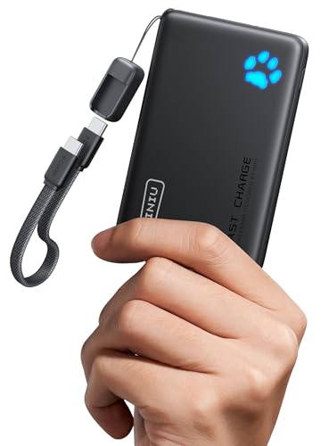 INIU 10000mAh 45W Fast Charging Portable Charger, Smaller Travel Power Bank | Flight-Safe, Detachable USB C Cable, Travel Essential, External Battery Phone Pack for iPhone 18 17 Samsung iPad etc