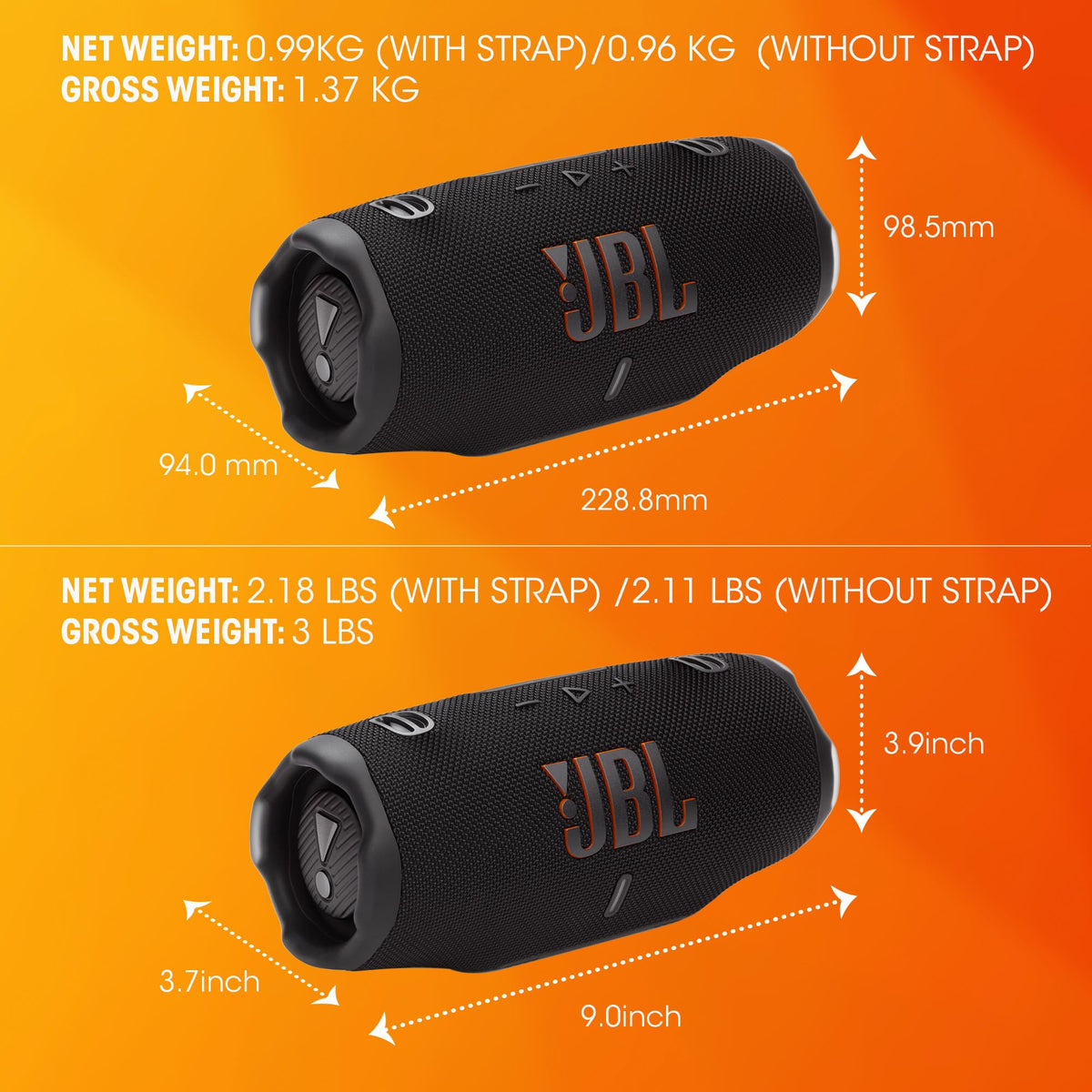 JBL Charge 6 - Portable Waterproof & DropProof Bluetooth Speaker (Black) | Powerful JBL Pro Sound with AI Sound Boost, Up to 28 hours of playtime, Built-In Powerbank, Multi-speaker connection