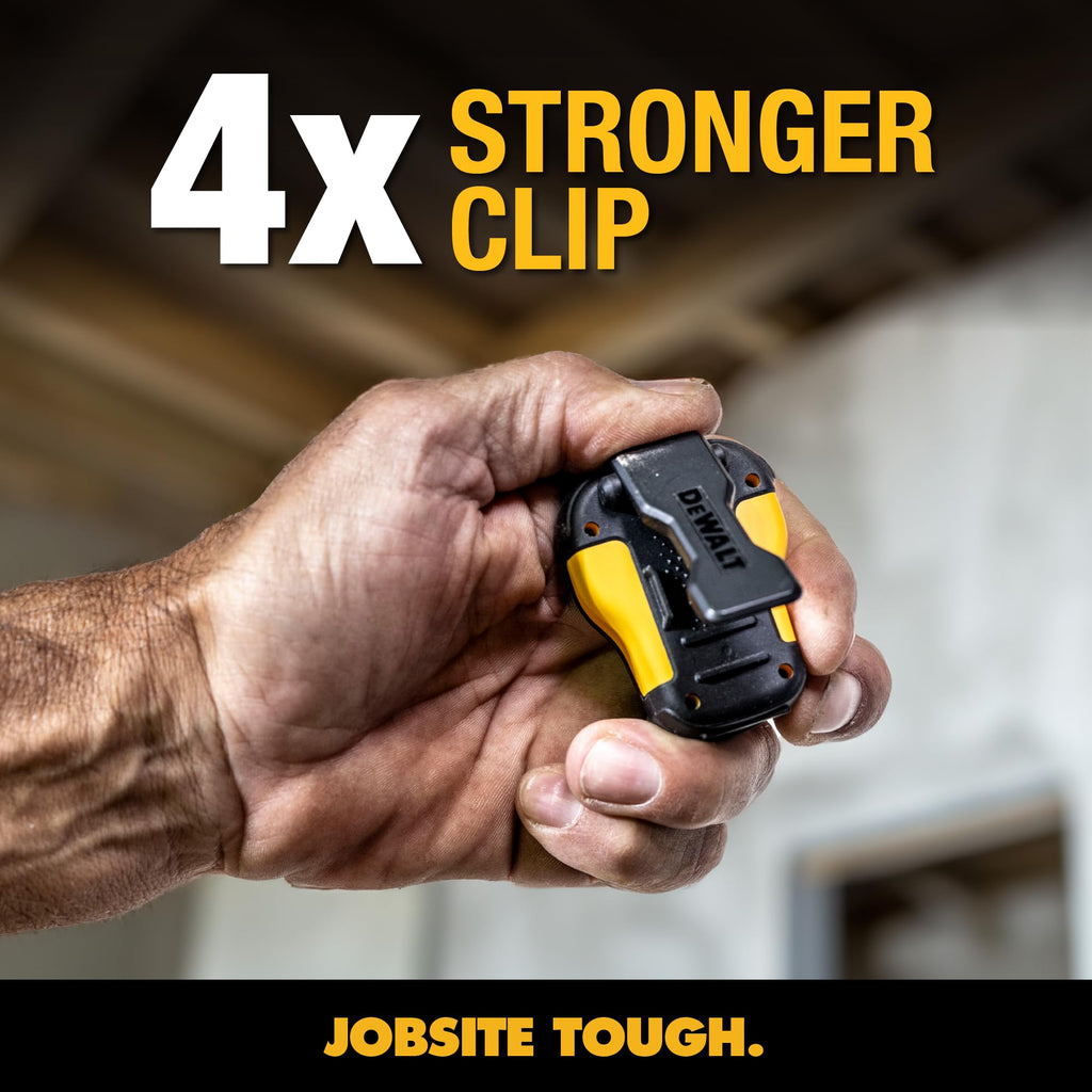 DEWALT Mini Wearable Bluetooth Speaker, Clip-On Jobsite Pro (Yellow) | Water-Resistant Portable Wireless Speaker (Non-Magnetic), Built-in Mic for Hands-Free Music/Calls, Bluetooth Speaker