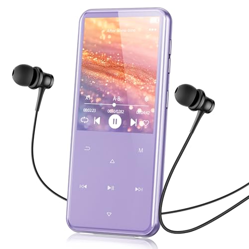 AGPTEK 64GB MP3 Player with Bluetooth, M3 2.4'' Player with Speaker | with FM Radio, Touch Buttons, Supports Up to 128GB(Purple)