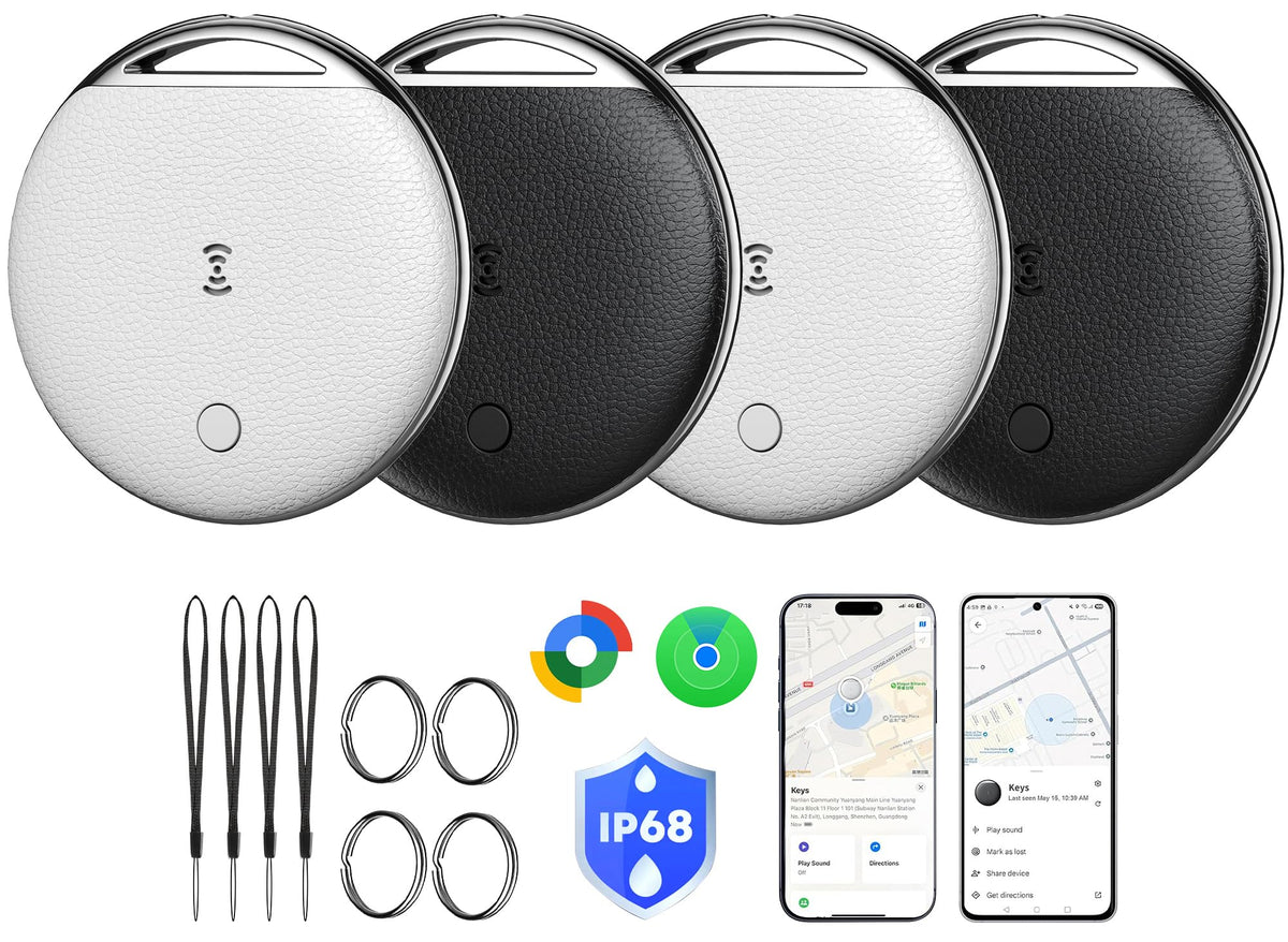 Air Tag for Android, Air Tags-4 Pack Work Compatible with Apple Find My | IP68 Waterproof, 100 dB Loud Alert, 230mAh Replaceable CR2032 Battery, Dual-System Smart Tag for Wallet, Luggage, Backpacks