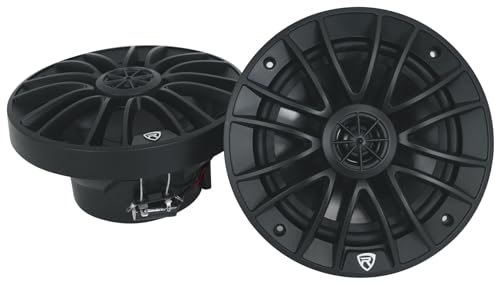 Rockville RM-PREMIUM-65 Black 6.5" 4-Ohm, Marine Boat Speakers Pair | 600W Peak, 150W RMS, 35Hz-20kHz, 93dB Sensitivity, True Coaxial Design, Weather-Resistant Grilles, Mounting Screws