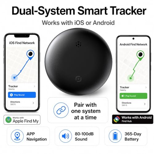 RGIMF GPS Tracker for Vehicles No Subscription, iOS & Android Dual System | Precise Location Car Tracker Tag, IP66 Bluetooth Tracker Device for Key, Luggage, Wallet, Kid and Pet (2-Pack)