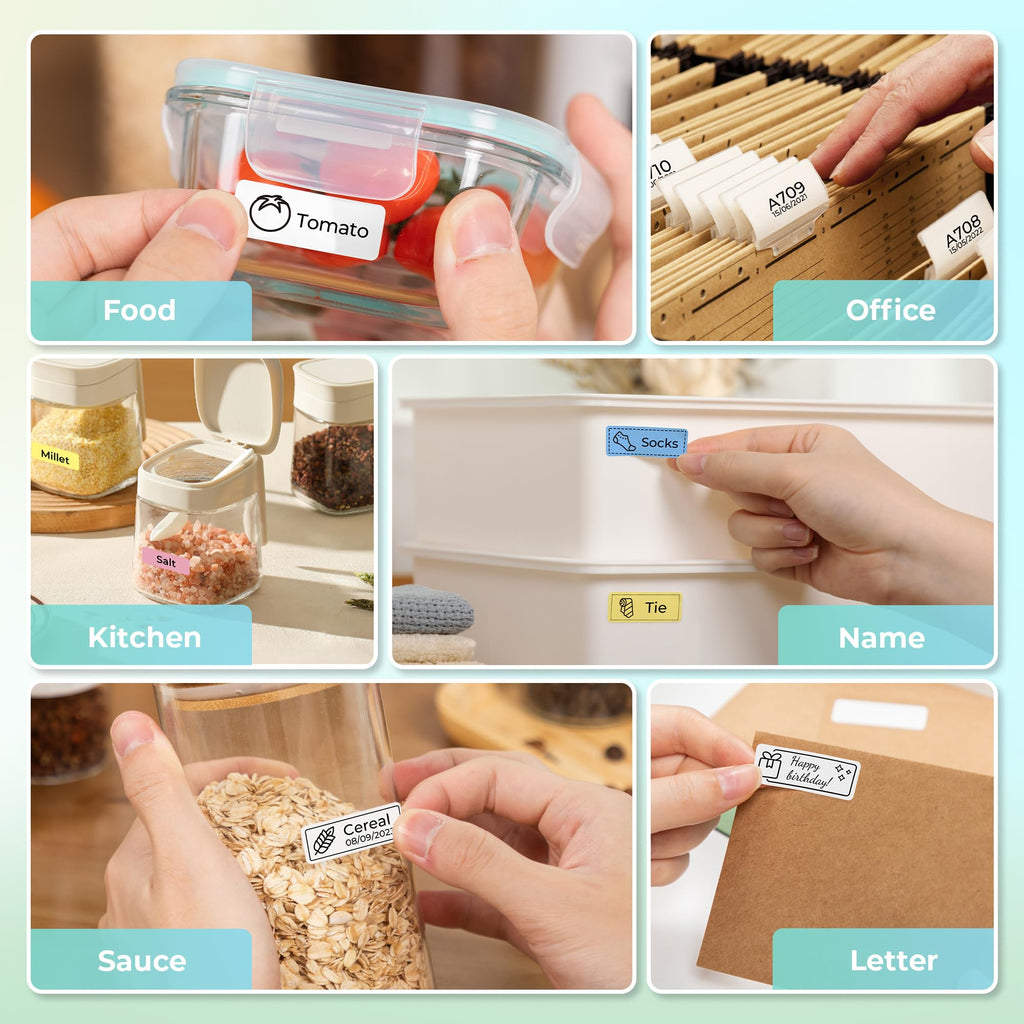Nelko P21 Label Maker Machine with Tape, Bluetooth Label Printer, White | Creative App & Multiple Templates, Inkless Printing, Built-in Cutter, Ideal for School, Teacher Supplies, Office, and Home