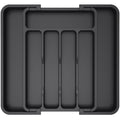 Lifewit Expandable Cutlery Drawer Organiser, 5-7 Compartments Utensil Tray | Adjustable Kitchen Drawer Dividers for Spoons Forks Knives, Plastic Storage Holder, 22-36 x 30cm, Small, Black