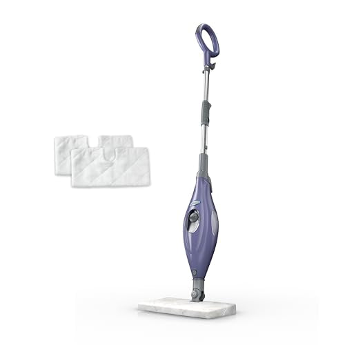 Shark Steam Pocket Mop with 2 Washable Double-sided Pads, Purple, S3501 | Lightweight, 2 Machine Washable Double-Sided Microfiber Pads, Swivel Steering, Steam Sanitization on Sealed Hard Floors