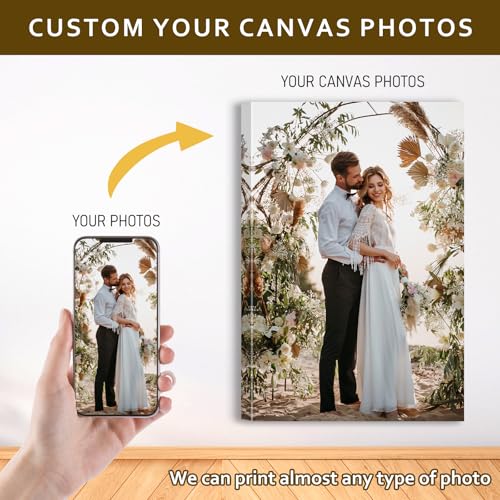 Custom Canvas Prints with Your Photos - Personalized Pictures Print, Customized Photo Gifts, Wall Art Poster Canvas Printing for Wedding, Family, Baby, Pets, Home Office Decor, Wrapped Frame 8x12