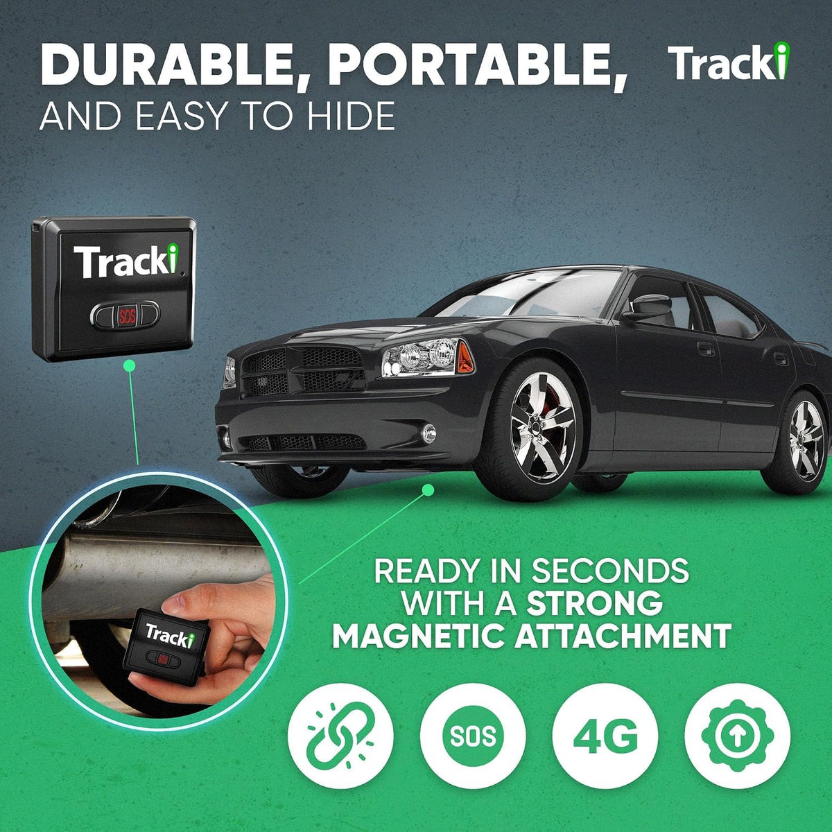 Tracki Universal GPS Tracker for Vehicles, Real Time Tracking | 4G LTE, Unlimited Distance, Smart Alerts, Super Small, Subscription Required, Cancel Anytime
