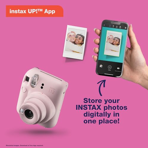 Fujifilm Instax Mini 12 Instant Film Camera - Pastel Blue | Instax Mini 12 with automatic exposure and selfie mirror for photography, scrapbooking and gifting