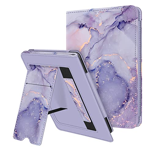 Fintie Stand Case for 6" Kindle 11th Generation 2024/2022, Lilac Marble | Foldable Kickstand PU Leather Cover, Card Slot & Hand Strap, Auto Sleep/Wake, for All-New Kindle 2024/2022 11th Gen e-Reader