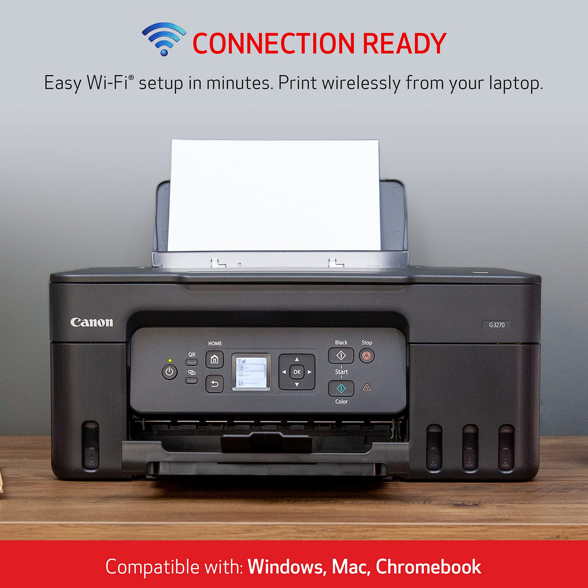 Canon MegaTank G3270 All-in-One Wireless Color Printer | Print, Copy, Scan, Refillable Tank System, Compact Desktop Design, Home & Office Use