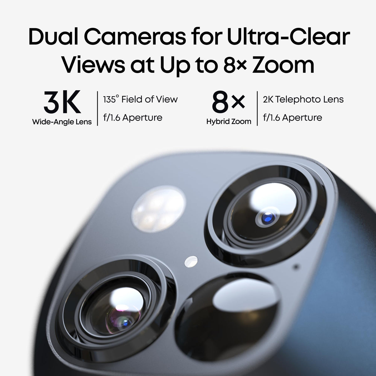 eufy Security SoloCam S340, 3K Dual-Lens Solar Security Camera | 360° Coverage, Pan & Tilt, No Blind Spots, AI Detection & Tracking, Color Night Vision, No Monthly Fee, Built-in 8GB