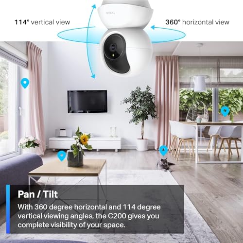 Tapo 1080p Pan/Tilt Security Camera for Baby Monitor, Pet Camera, C200 | Motion Detection, 2-Way Audio, Night Vision, Cloud & SD Card Storage, Works with Alexa & Google Home