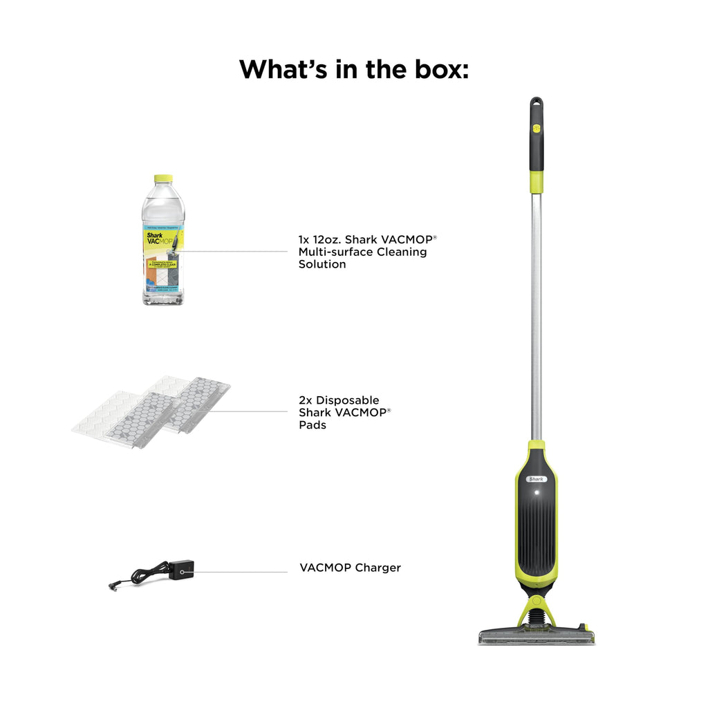 Shark VACMOP Cordless Vacuum & Spray Mop, Gray, VM180 | Hard Floor Cleaner, Powerful Suction, Lightweight, 2 Disposable Pads, 12oz Cleaning Solution Included