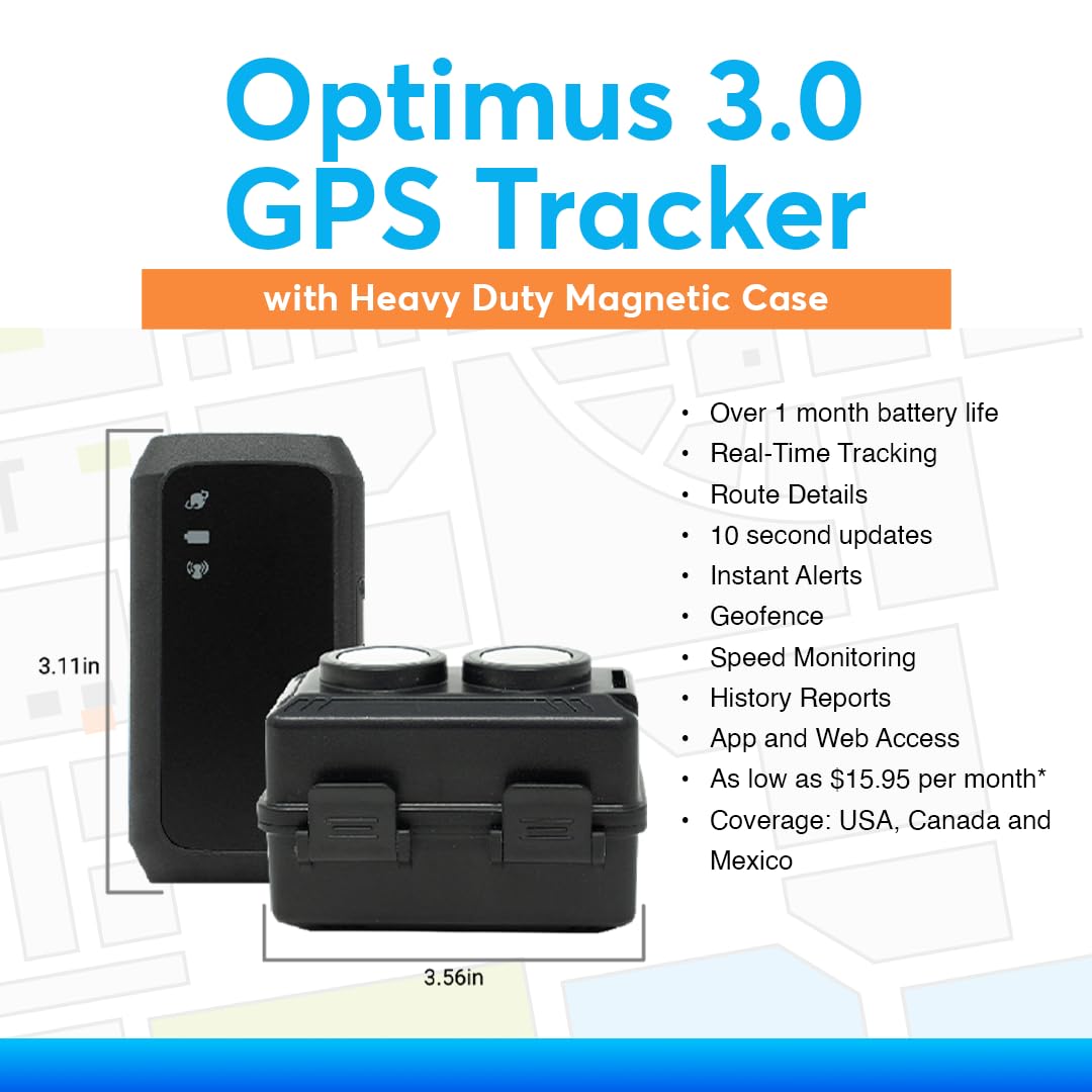 Optimus 3.0 GPS Tracker Bundle - Vehicle & Asset Tracking - 1+ Mo Battery | Up to 2 Months Battery with Heavy Duty Waterproof Case and Powerful Magnets included perfect for Vehicles and Assets
