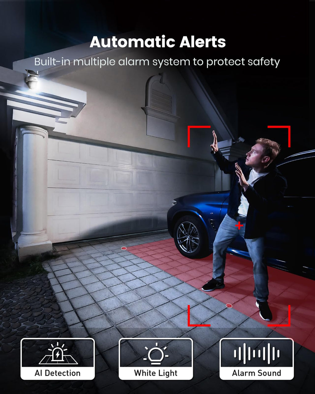 aosu Solar Camera Outdoor Wireless for Home Surveillance,Fixed Solar Panel | Easy to Set up,360° Full Coverage,Auto Person Tracking,2K Clarity&Full-Color Night Vision,Two-Way Talk,2.4GHz WiFi only
