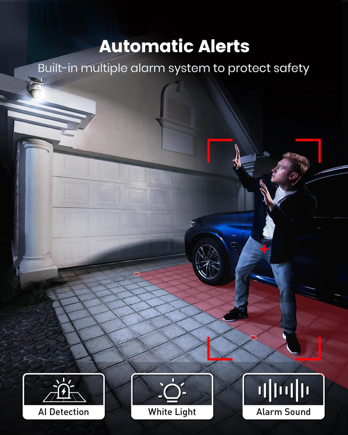 aosu Solar Camera Outdoor Wireless for Home Surveillance,Fixed Solar Panel | Easy to Set up,360° Full Coverage,Auto Person Tracking,2K Clarity&Full-Color Night Vision,Two-Way Talk,2.4GHz WiFi only