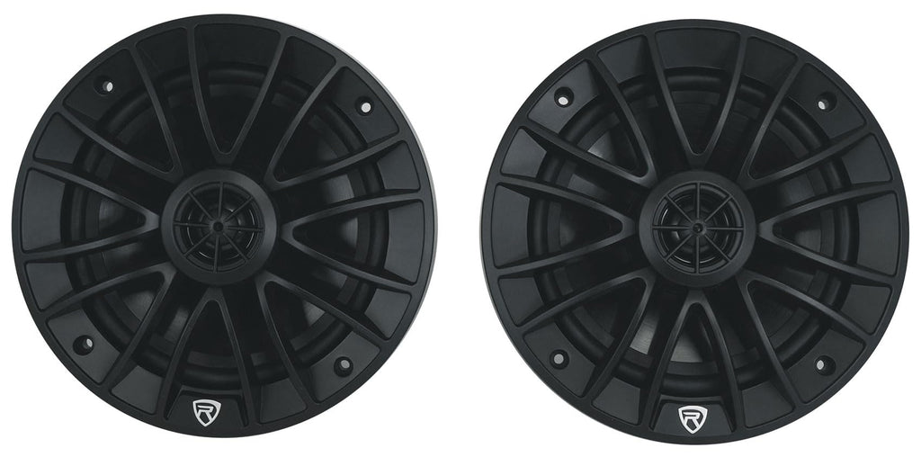 Rockville RM-PREMIUM-65 Black 6.5" 4-Ohm, Marine Boat Speakers Pair | 600W Peak, 150W RMS, 35Hz-20kHz, 93dB Sensitivity, True Coaxial Design, Weather-Resistant Grilles, Mounting Screws