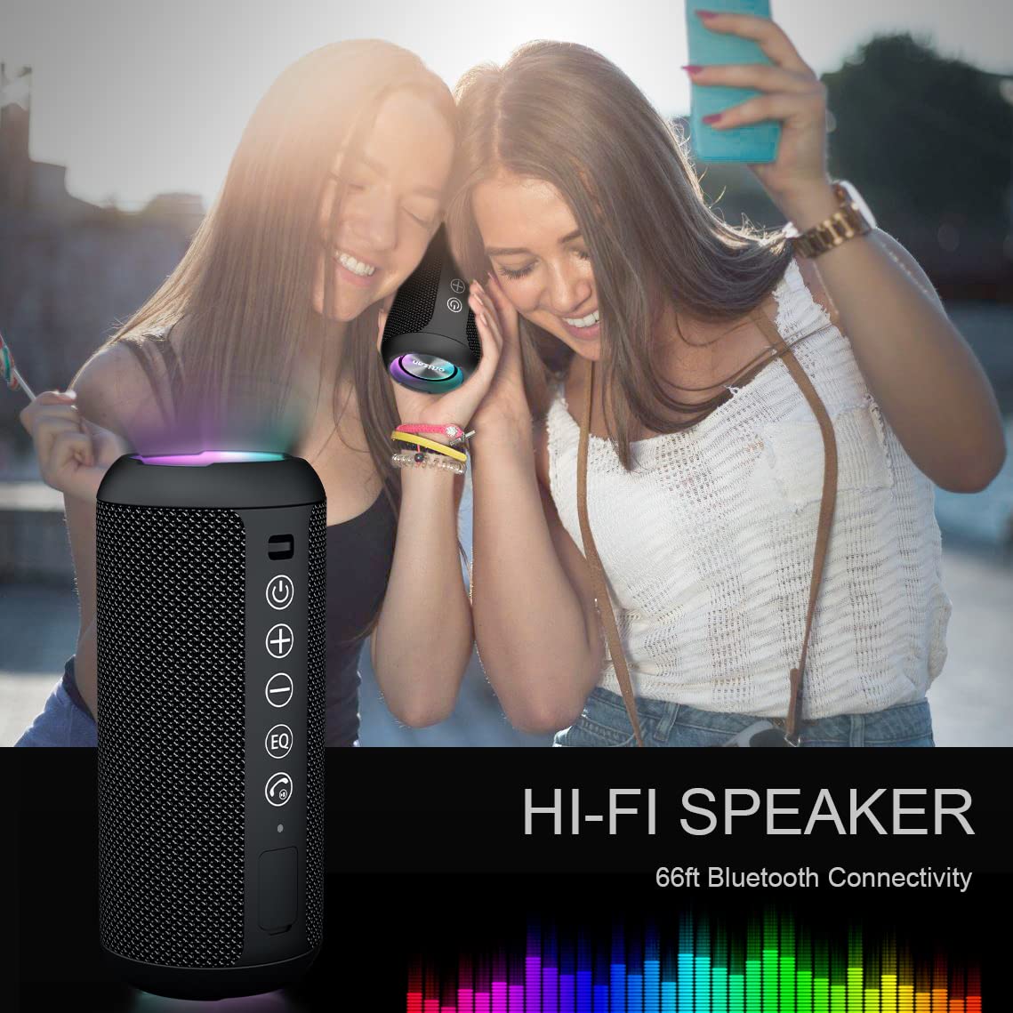 Ortizan X10 Portable Bluetooth Speaker (1st Gen), IPX7 Waterproof, Wireless | Big Sound and Deep Bass, TWS Pairing, 30Hrs of Playtime, for Home/Party/Outdoor/Beach, Birthday Gifts for Men Women - Black