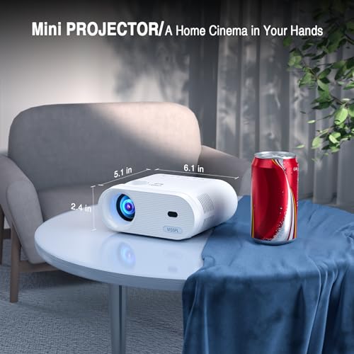 Mini Projector, VISSPL Full HD 1080P Video Projector, Portable Outdoor Projector with Tripod, Kids Gift, Home Theater Movie Phone Projector Compatible with Android/iOS/Windows