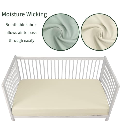 GUNTAIL Baby Crib Sheets for Boys Girls, 2 Pack Fitted Crib Sheet for Standard Crib and Toddler Mattress, Soft Microfiber Baby Sheet 52x28x8in (Brown & Green)