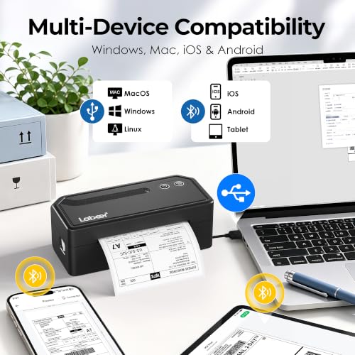 Labeer Bluetooth Thermal Shipping Label Printer, Wireless 4x6 Label Printer | For Small Business, Home, Office, Online Sellers, Warehouse & Shipping, Compatible with iPhone, Android, Windows & Mac