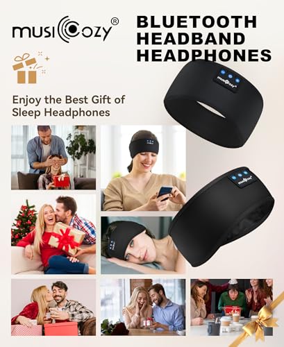 MUSICOZY Sleep Headphones Bluetooth Headband Headphones for Side Sleepers | Sleeping Headbands Wireless Sports Earphones Sweat Resistant Earbuds for Workout Running Cool Gadgets Unique Gifts for Women