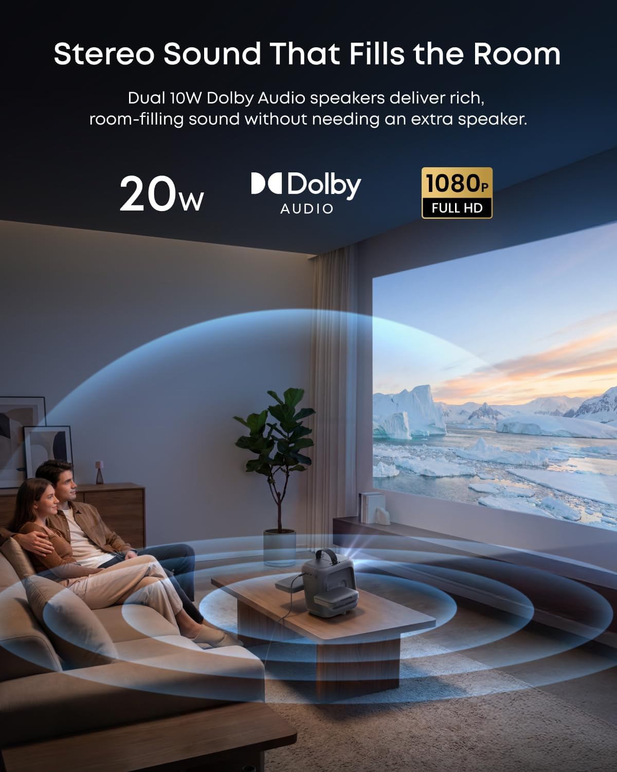 soundcore Nebula P1i Portable Projector with Flippable Speaker | Google TV, Wi-Fi, Bluetooth, Autofocus and Auto Keystone, All-Glass Lens, 4K Support, 380 ANSI Lumens, 20W Dolby Audio, 1080p