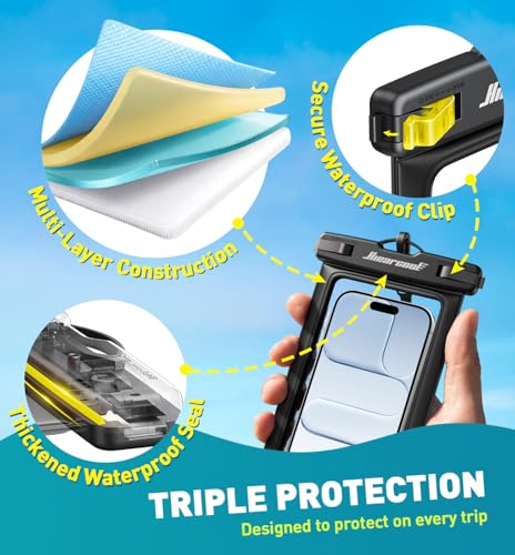 Hiearcool Waterproof Phone Pouch, Waterproof Phone Case, Black&Green 2-Pack | Durable multilayer IPX8 protection; touchscreen access and fit up to 8.9 inches; cruise essentials 2026 for beach and pool