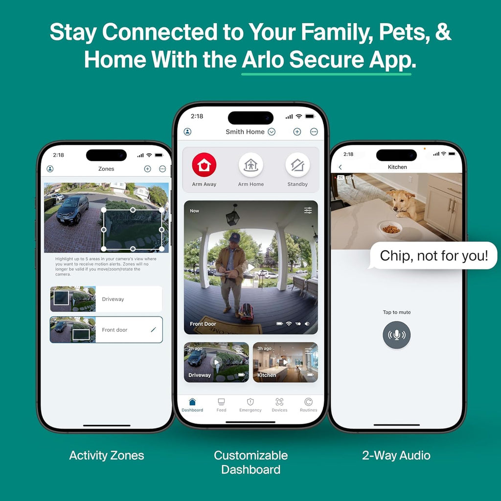 Arlo Essential Wireless Security Camera 2K (3rd Gen) - 2-Cam | Rechargeable home security camera; 2K & color night vision; Person, vehicle & animal detection; 1-mo Secure plan incl.