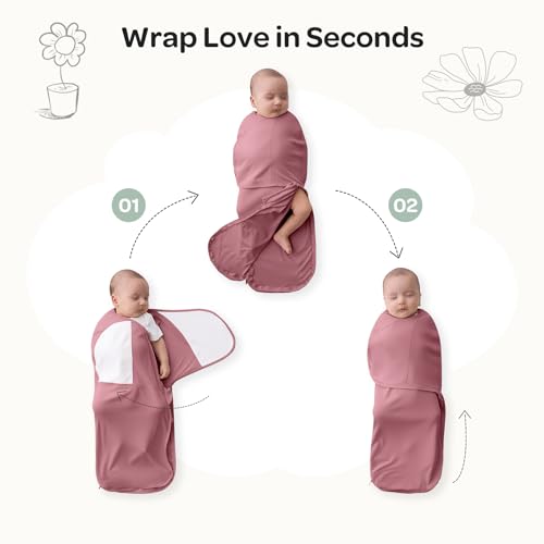 Momcozy Swaddles for Newborns, Quiet Fastener Swaddle for Infant 0-3 Months | New-Parent-Friendly Sleep Sack, Reduce Startle Reflex, Newborn Boys Girls Registry Essentials, 2-Pack, Bloom