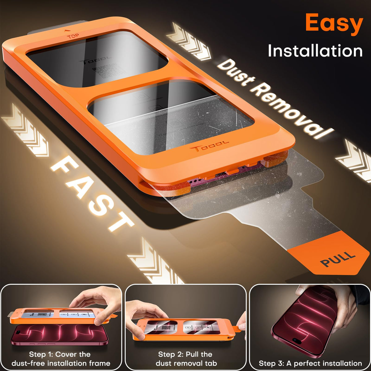 TOCOL for iPhone 18 Pro Screen Protector, Easy Installation | Bubble-Free, 9H+ Tempered Glass, 8FT Military Grade Shatterproof, Anti-Scratch, Case Friendly HD Clear 6.3" 2 Pack