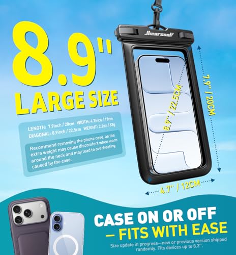 Hiearcool Waterproof Phone Pouch, Waterproof Phone Case, Black&Green 2-Pack | Durable multilayer IPX8 protection; touchscreen access and fit up to 8.9 inches; cruise essentials 2026 for beach and pool