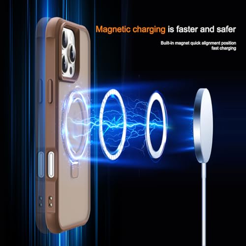 SKYLMW Compatible with iPhone 16 Pro Max Case with Stand,Desert Brown | iPhone 16 Pro Max Phone Case 6.9",Magnetic Ring Stand,Compatible with MagSafe,Military-Grade Protection,Great Grip Feeling
