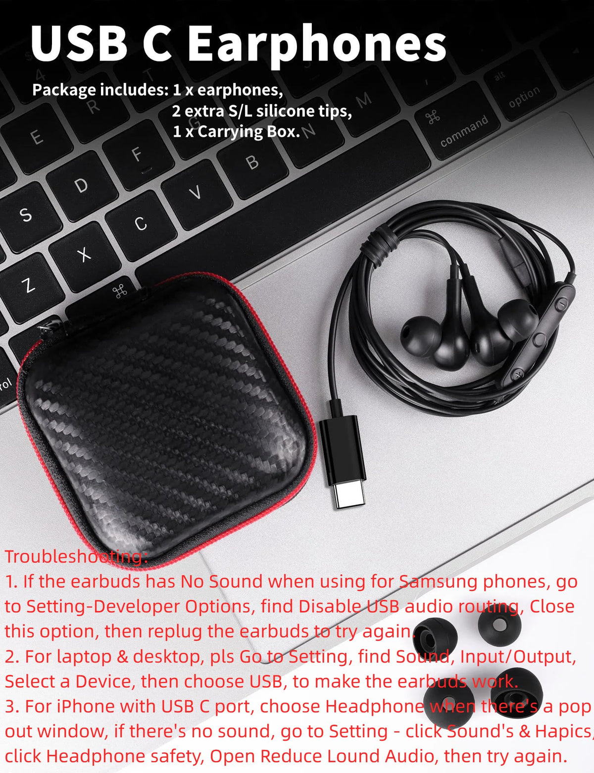 USB C Headphone for Samsung S26 S25 FE S24 A16 A17 Z Wired Earbuds Magnetic | in-Ear Type C Earphone with Microphone Volume Control Bass Stereo Noise Canceling for iPhone 18 Pro Max 17 16 16e 15 Pixel 11
